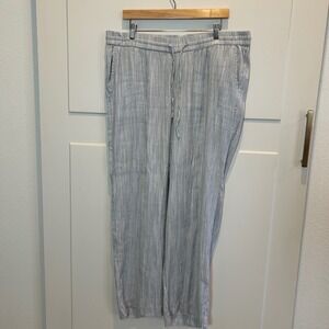 Lane Bryant Women's Striped Linen Blend Lounge Pants Size 14/16 Comfy Casual